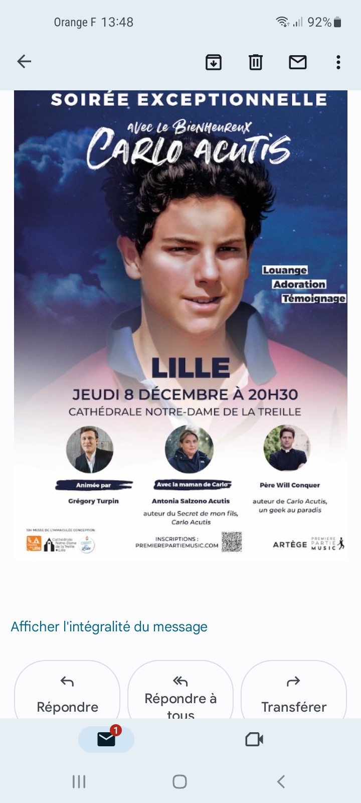 La soirée du témoignage de Carlo Acutis